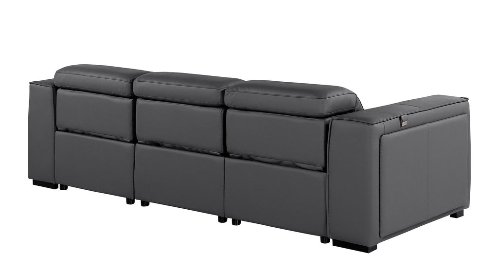 1224 Divanitalia 3-Piece Modular Power Reclining Sofa in Top Grain Italian Leather with 3 Power Recliners & Power Headrests - Dark Grey - SKU 1224-DK-GREY-3.3-HT - view 6