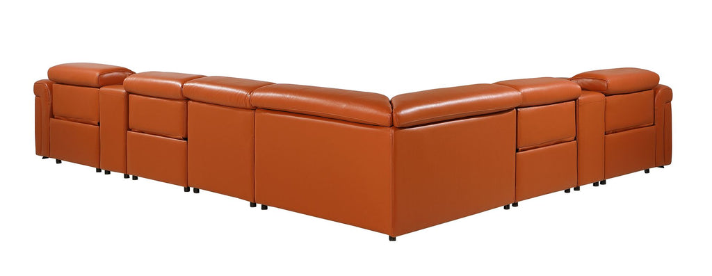 1126 Divanitalia 8-Piece L-Shaped Sectional Sofa in Top Grain Italian Leather with 4 Power Recliners & Power Headrests