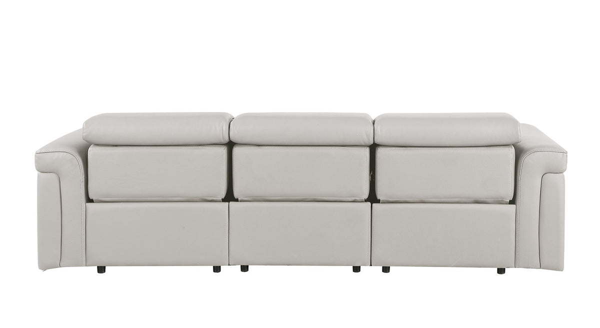 1126 Divanitalia 3-Piece Modular Power Reclining Sofa in Top Grain Italian Leather with 2 Power Recliners & Power Headrests - Light Grey - SKU 1126-LT_GREY-3.2-S-HT - view 6