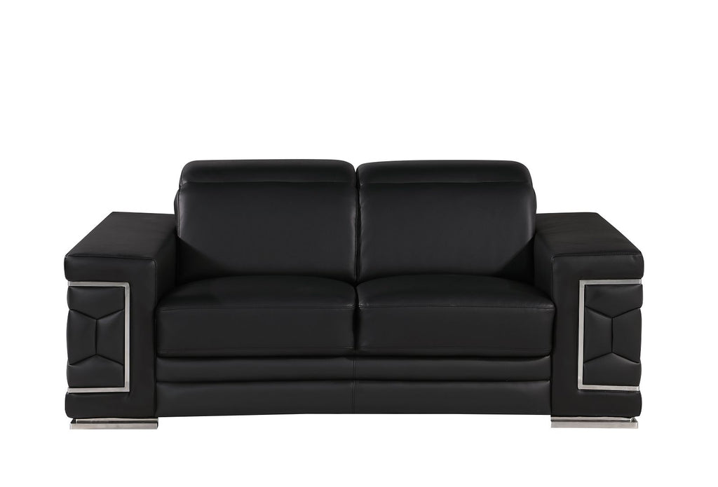 296 Modern Genuine Leather 2-Piece Sofa Set - Black - SKU 296-BLACK-2PC - view 6