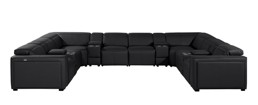 1224 Divanitalia 12-Piece U-Shaped Sectional Sofa in Top Grain Italian Leather with 4 Power Recliners & Power Headrests