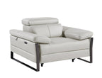 1246 Divanitalia Modular Power Triple Reclining Sofa, Console Loveseat, and Chair Set with Power Headrests - Top Grain Italian Leather - Light Grey - SKU 1246-LT-GREY-7.6-HT-3PC - view 9