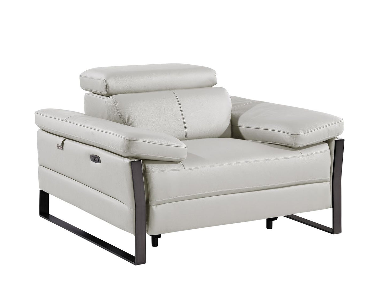1246 Divanitalia Modular Power Triple Reclining Sofa, Console Loveseat, and Chair Set with Power Headrests - Top Grain Italian Leather - Light Grey - SKU 1246-LT-GREY-7.6-HT-3PC - view 9