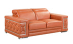 692 Divanitalia 3-Piece Sofa Set with Adjustable Headrest in Top-grain Italian Leather - Camel - SKU 692- CAMEL 3PC (S/L/CH) - GROUP - view 6