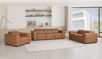 1224 Divanitalia 6-Piece Modular Power Reclining Sofa, Loveseat & Chair Set in Top Grain Italian Leather with 6 Power Recliners & Power Headrests - Cognac