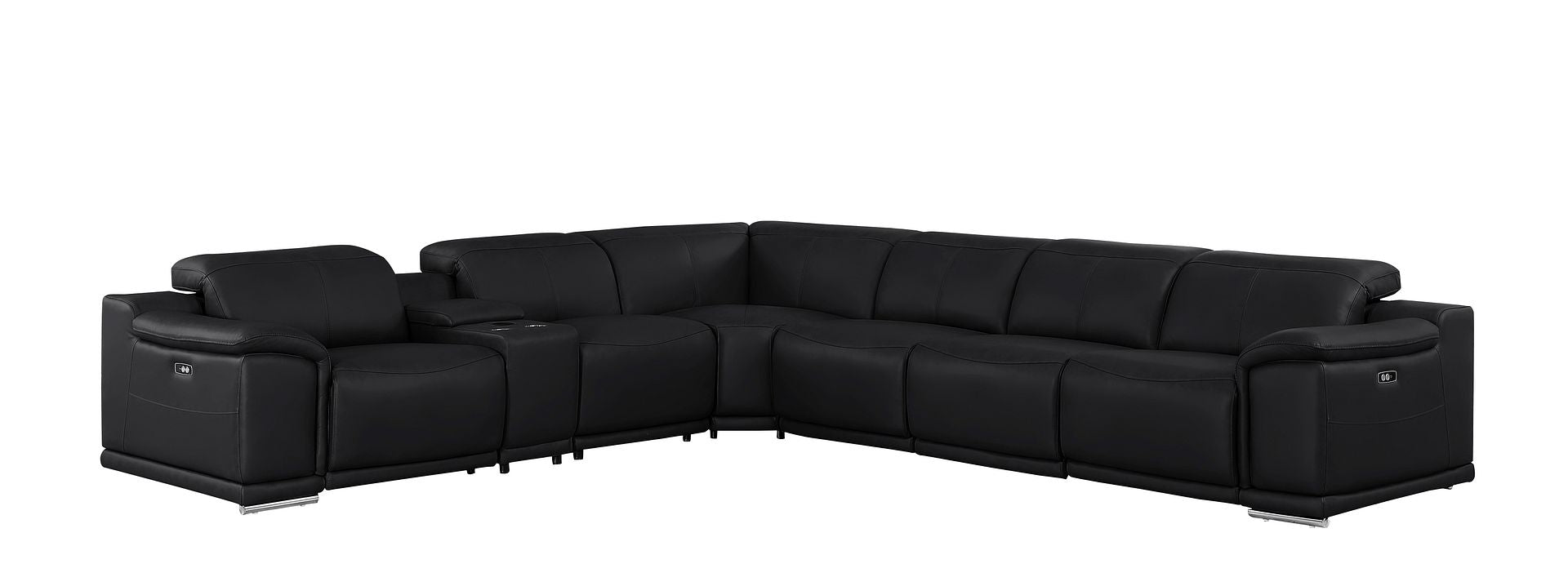 2679 7-Piece L-Shaped Power Reclining Sectional Sofa in Genuine Leather - 4 Recliners
