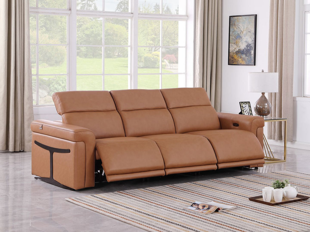 1126 Divanitalia 3-Piece Modular Power Reclining Sofa in Top Grain Italian Leather with 3 Power Recliners & Power Headrests