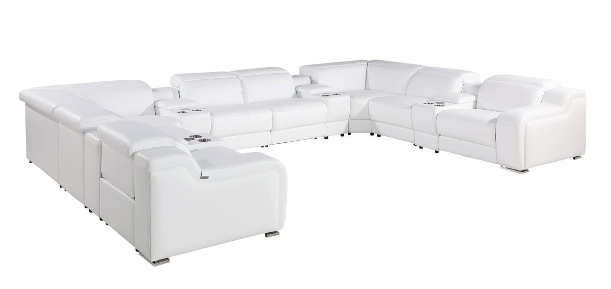 1116 Divanitalia 12-Piece U-Shaped Sectional Sofa in Top Grain Italian Leather with 4 Power Recliners & Power Headrests - White - SKU 1116-WHITE-12PC-4PWR-U-SECTIONAL-GROUP - view 4