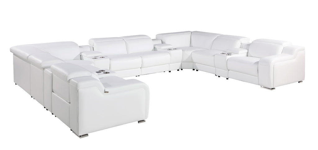 1116 Divanitalia 12-Piece U-Shaped Sectional Sofa in Top Grain Italian Leather with 4 Power Recliners & Power Headrests