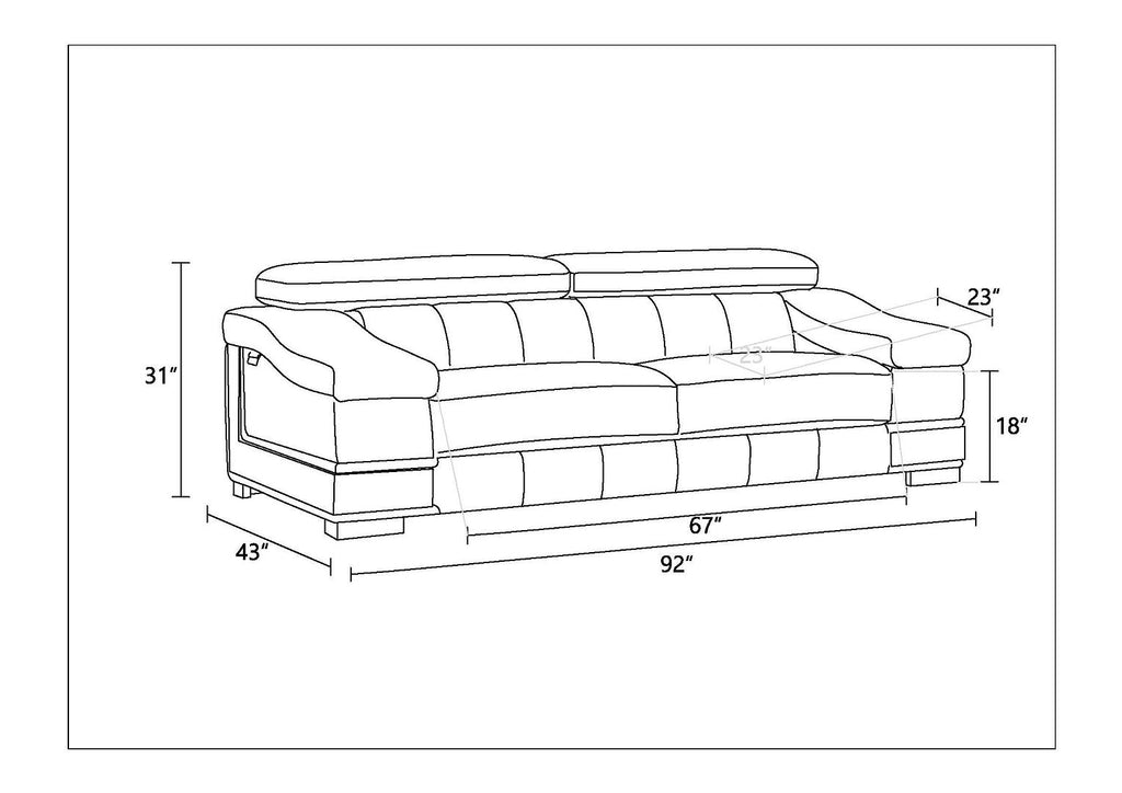 415 Divanitalia Sofa with Adjustable Headrest in Top-grain Italian Leather - Light Grey - SKU 415-S-LIGHT GRAY - view 12