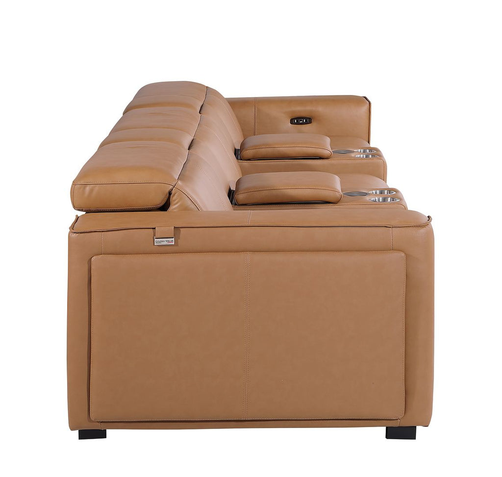 1224 Divanitalia 5-Piece Modular Power Reclining Sofa in Top Grain Italian Leather with 3 Power Recliners & Power Headrests - Cognac - SKU 1224-COGNAC-5.3-HT - view 6