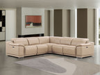 2679 5-Piece L-Shaped Power Reclining Sectional Sofa in Genuine Leather - 3 Recliners - Beige
