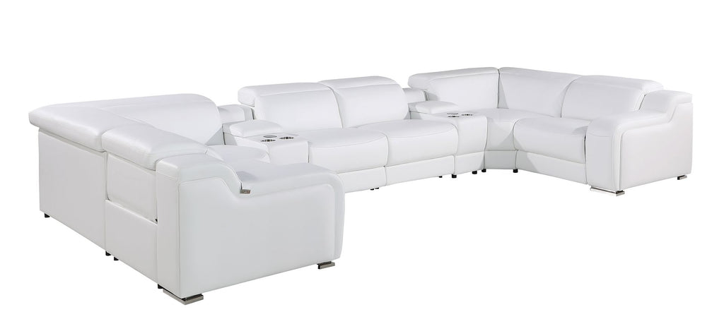 1116 Divanitalia 8-Piece U-Shaped Sectional Sofa in Top Grain Italian Leather with 2 Power Recliners & Power Headrests - White - SKU 1116-WHITE-8PC-2PWR-U-SECTIONAL-GROUP - view 4