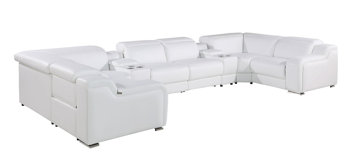 1116 Divanitalia 8-Piece U-Shaped Sectional Sofa in Top Grain Italian Leather with 2 Power Recliners & Power Headrests - White - SKU 1116-WHITE-8PC-2PWR-U-SECTIONAL-GROUP - view 4