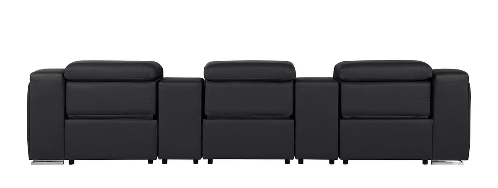 1116 Divanitalia 5-Piece Modular Power Reclining Sofa in Top Grain Italian Leather with 3 Power Recliners & Power Headrests