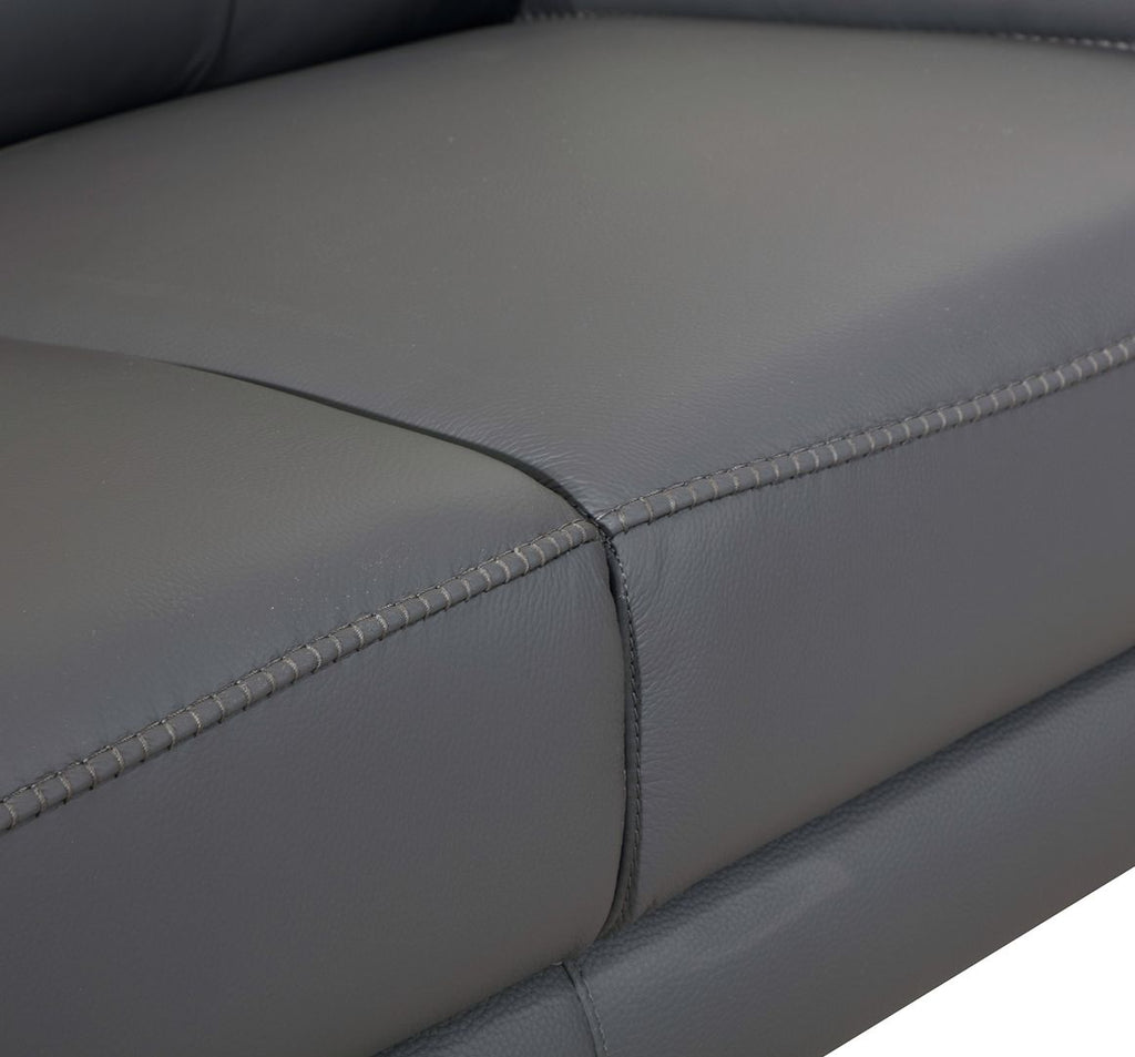 636 Divanitalia Light Gray Chair with Adjustable Headrest in Top-grain Italian Leather
