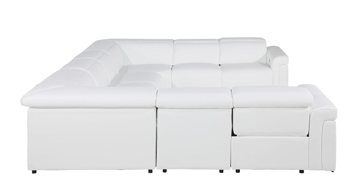 1126 Divanitalia 8-Piece U-Shaped Sectional Sofa in Top Grain Italian Leather with 4 Power Recliners & Power Headrests - White - SKU 1126-WHITE-8PC-4PWR-U-NC-SECTIONAL-GROUP - view 6