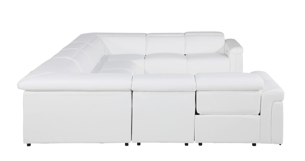 1126 Divanitalia 8-Piece U-Shaped Sectional Sofa in Top Grain Italian Leather with 4 Power Recliners & Power Headrests