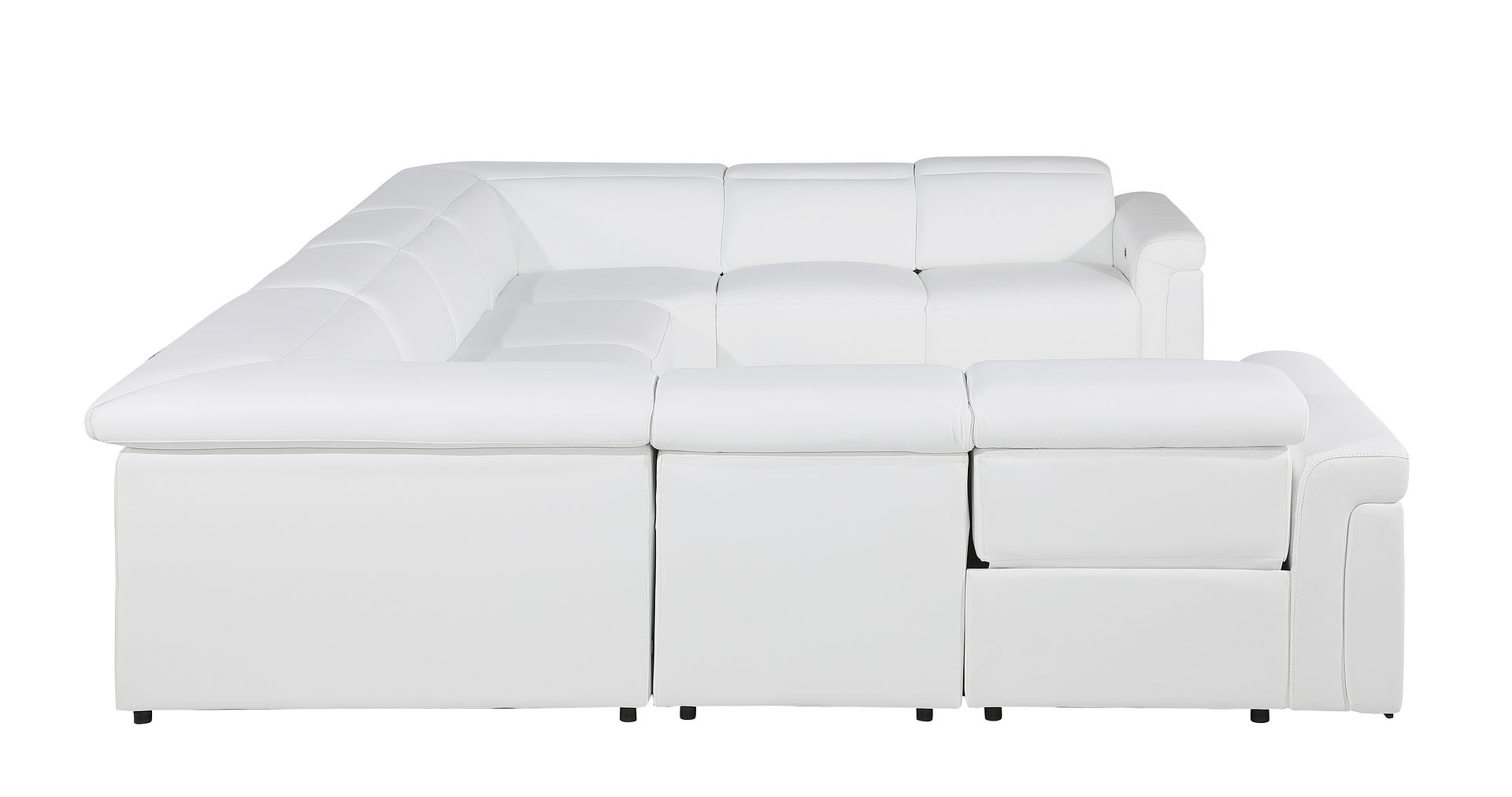 1126 Divanitalia 8-Piece U-Shaped Sectional Sofa in Top Grain Italian Leather with 4 Power Recliners & Power Headrests
