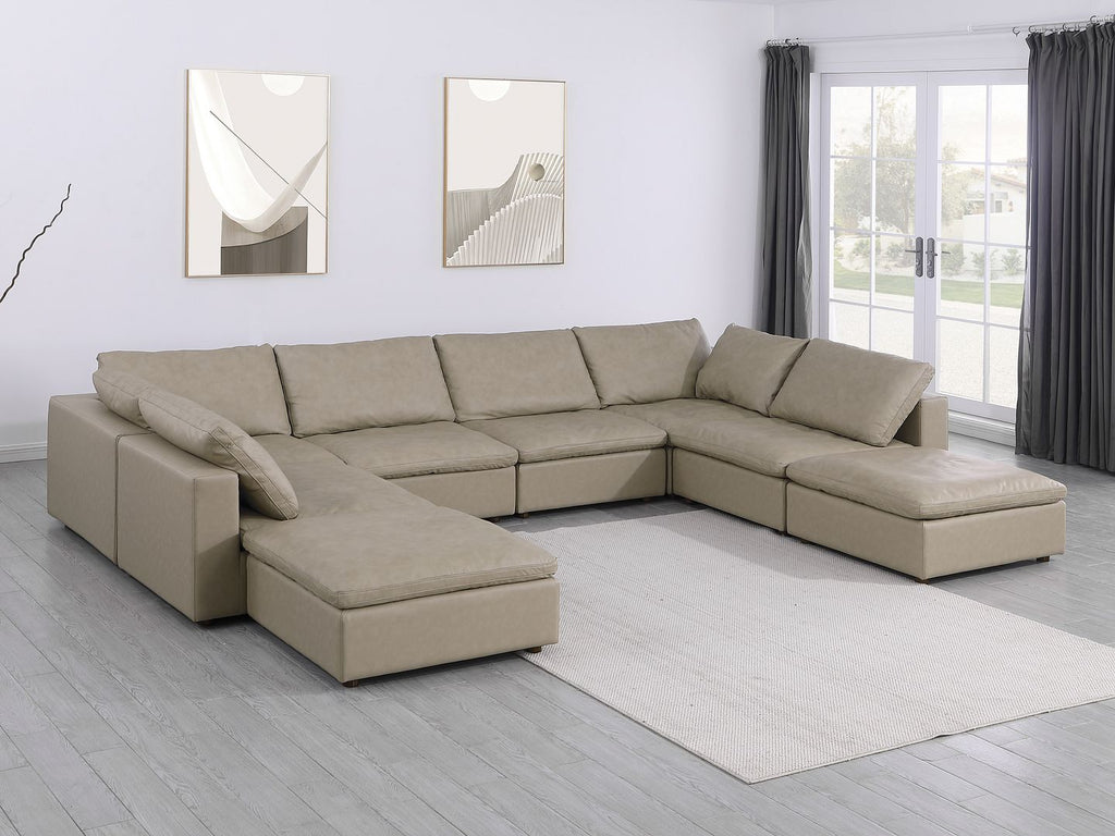 1100 Divanitalia Top-grain Italian Leather 8-Piece Sectional Sofa with Chaise - Beige