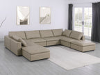 1100 Divanitalia Top-grain Italian Leather 8-Piece Sectional Sofa with Chaise - Beige