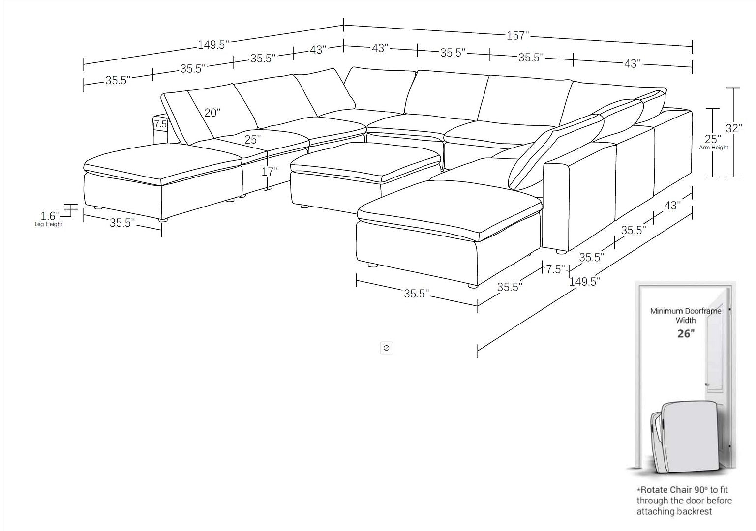 1100 Divanitalia Top-grain Italian Leather 11-Piece Sectional Sofa with Chaise