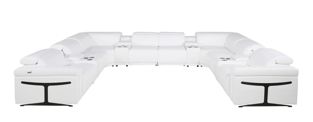 1126 Divanitalia 12-Piece U-Shaped Sectional Sofa in Top Grain Italian Leather with 4 Power Recliners & Power Headrests - White - SKU 1126-WHITE-12PC-4PWR-U-SECTIONAL-GROUP - view 3