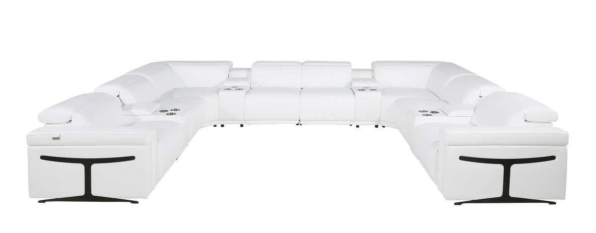 1126 Divanitalia 12-Piece U-Shaped Sectional Sofa in Top Grain Italian Leather with 4 Power Recliners & Power Headrests - White - SKU 1126-WHITE-12PC-4PWR-U-SECTIONAL-GROUP - view 3