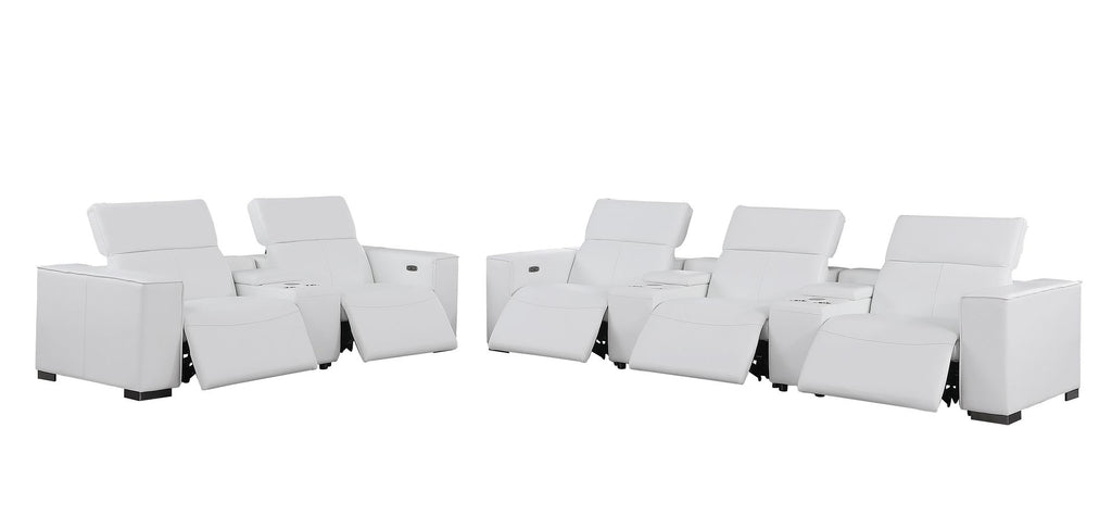 1208 Modular Leather Sofa & Loveseat with 6 Recliners and Power Headrests - White - SKU 1208-WHITE-8.5-HT - view 5