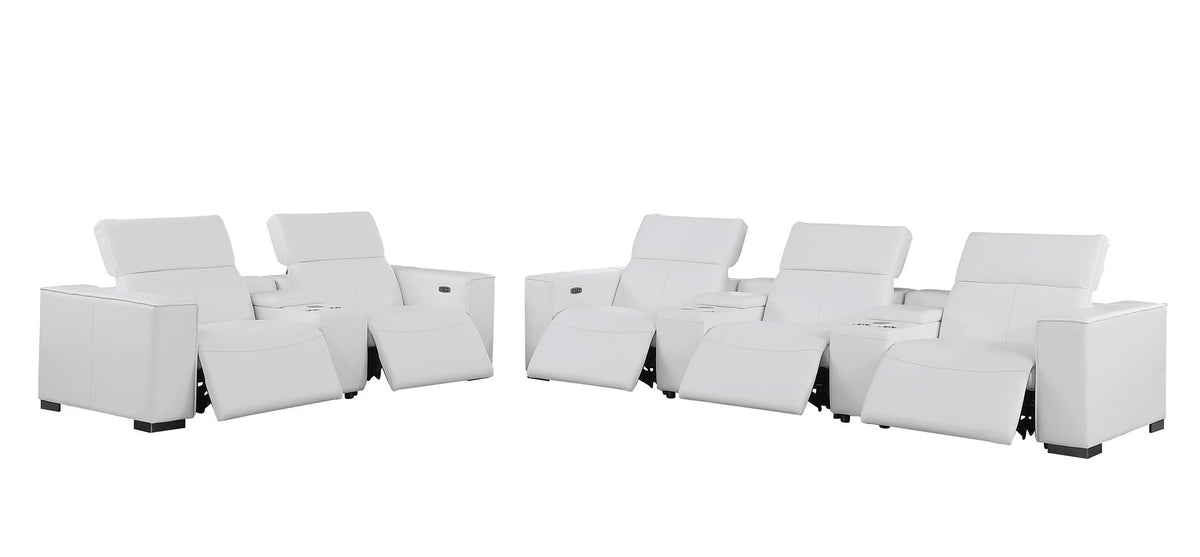1208 Modular Leather Sofa & Loveseat with 6 Recliners and Power Headrests - White - SKU 1208-WHITE-8.5-HT - view 5
