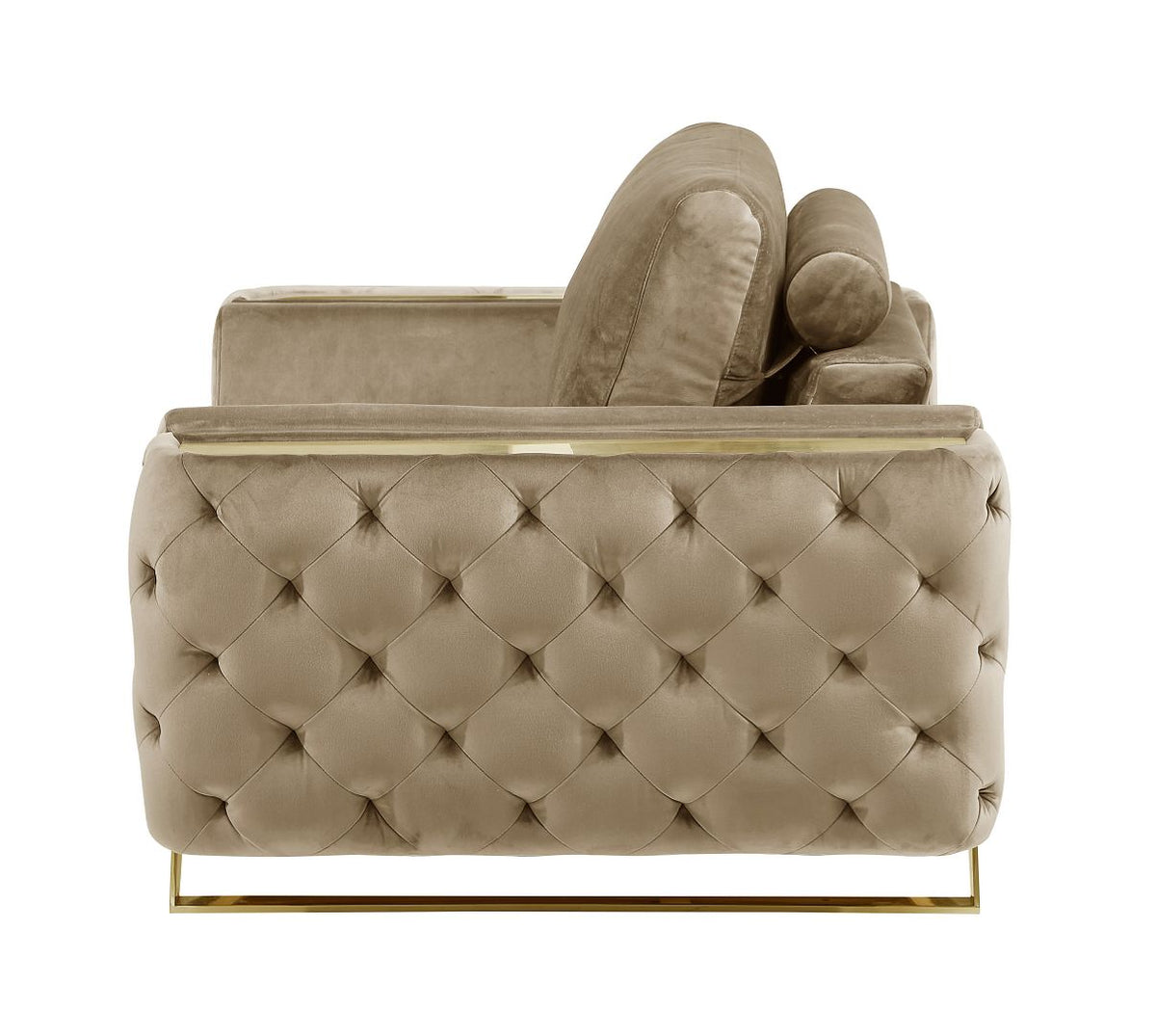 1051 Divanitalia Beige Chair in Velvet Fabric - Cream - SKU 1051-BEIGE-CH - view 5