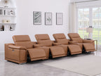 9762 Divanitalia 7-Piece Modular Top Grain Italian Leather Power Reclining Sofa with 4 Power Recliners