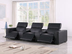 1208 Leather Sofa with 3 Power Recliners and Two Storage Consoles