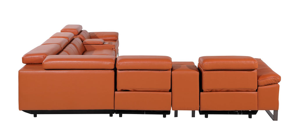 1246 Divanitalia 8-Piece L-Shaped Modular Power Reclining Sectional Sofa with 4 Power Recliners and Power Headrests - Top Grain Italian Leather