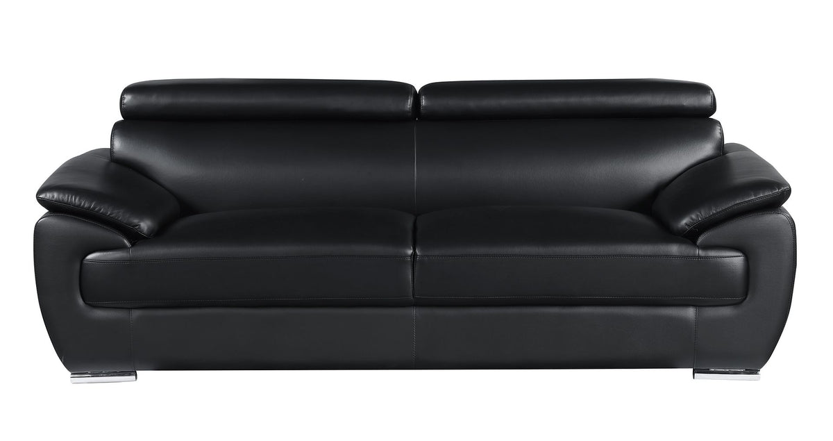 4571 Modern Genuine Leather Sofa - Black - SKU 4571-S-BLACK