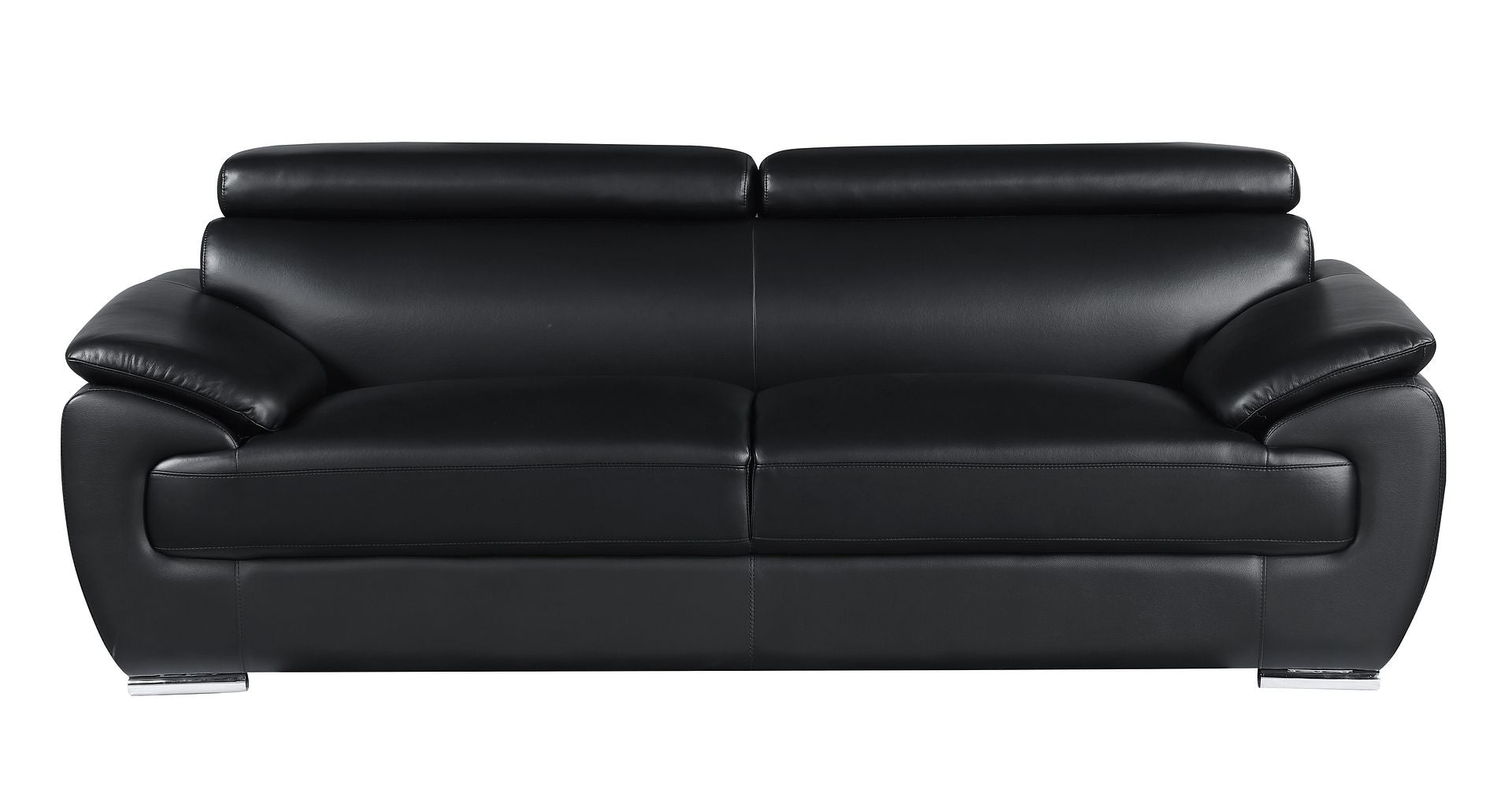 4571 Modern Genuine Leather Sofa - Black
