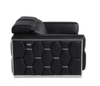 1111 Divanitalia 2-Piece Sofa Set with Adjustable Headrest in Top-grain Italian Leather - Black - SKU 1111-BLACK-2PC - view 9