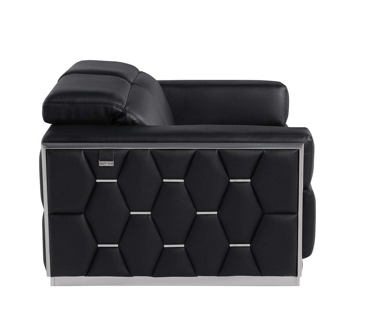 1111 Divanitalia 2-Piece Sofa Set with Adjustable Headrest in Top-grain Italian Leather - Black - SKU 1111-BLACK-2PC - view 9