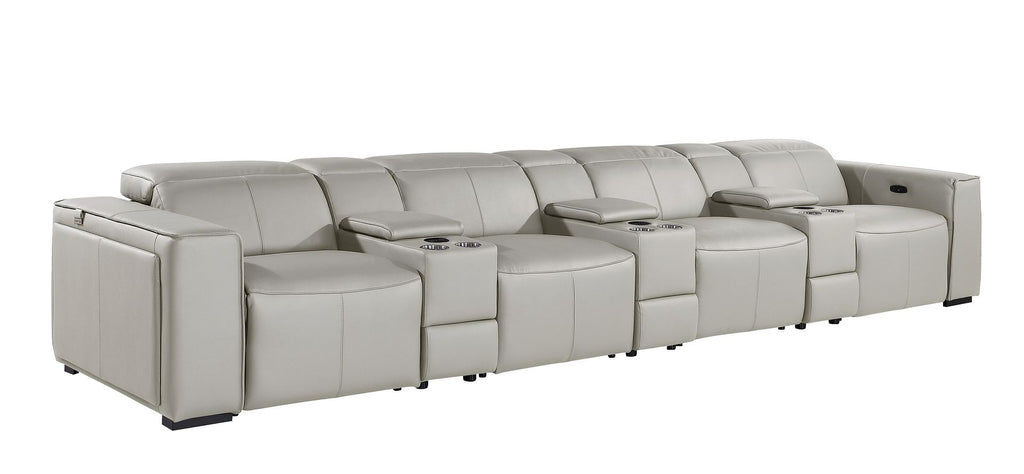 1224 Divanitalia 7-Piece Modular Power Reclining Sofa in Top Grain Italian Leather with 4 Power Recliners & Power Headrests