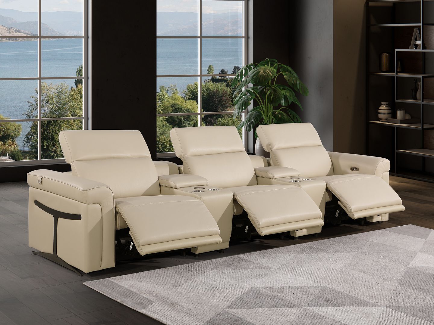 1126 Divanitalia 5-Piece Modular Power Reclining Sofa in Top Grain Italian Leather with 3 Power Recliners & Power Headrests