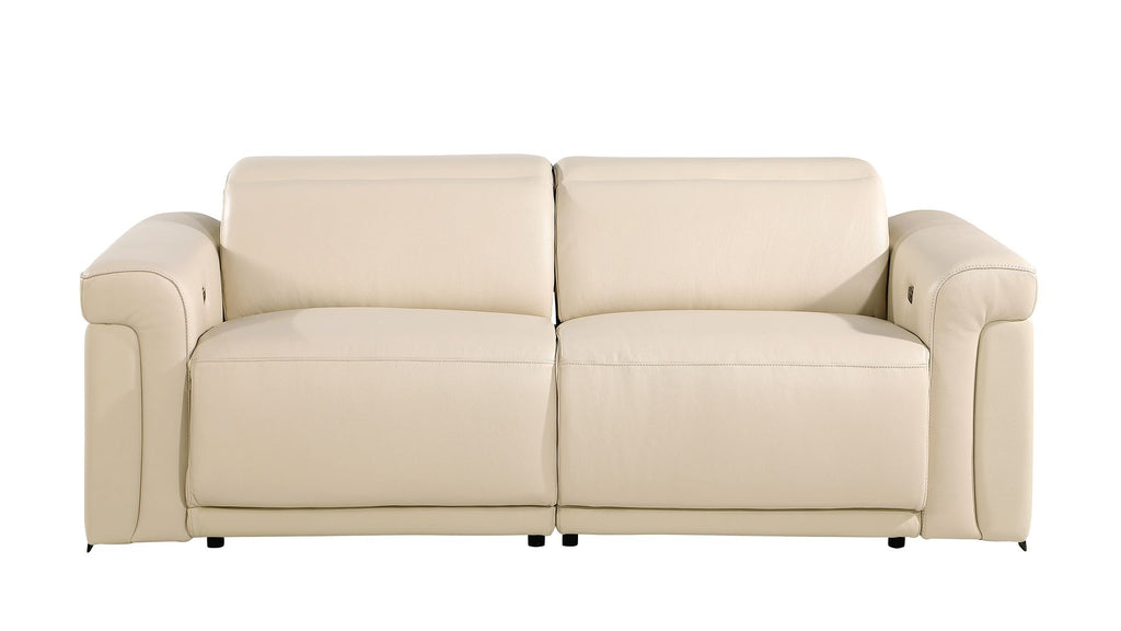 1126 Divanitalia Power Reclining Sofa in Top Grain Italian Leather with 2 Power Recliners & Power Headrests - Beige
