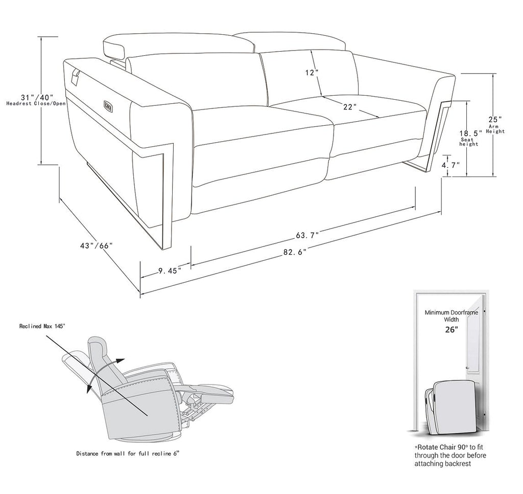 990 Divanitalia Power Reclining Sofa with Power Headrest in Top-grain Italian Leather - Beige - SKU 990-BEIGE-S - view 12