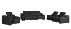 1116 Divanitalia 7-Piece Modular Power Reclining Sofa, Loveseat & Chair Set in Top Grain Italian Leather with 5 Power Recliners & Power Headrests - Black - SKU 1116-BLACK-7.5-HT-3PC - view 4