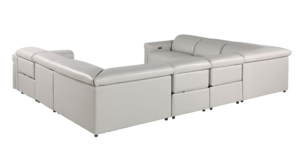 1126 Divanitalia 8-Piece U-Shaped Sectional Sofa in Top Grain Italian Leather with 4 Power Recliners & Power Headrests