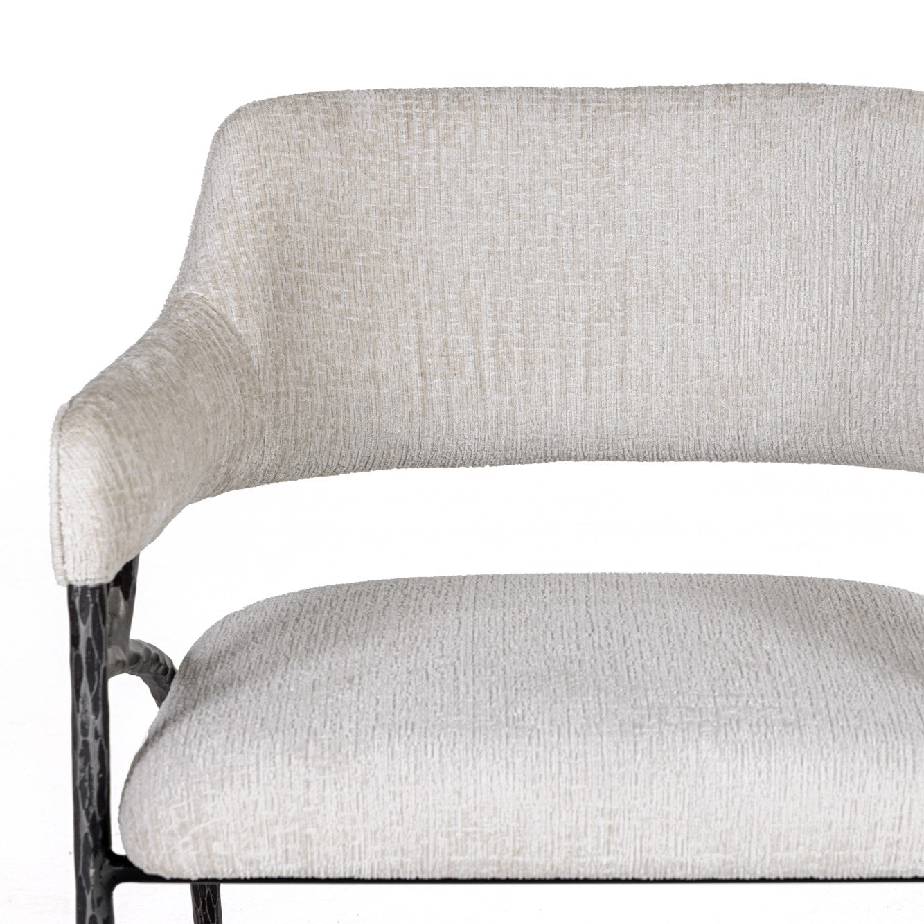 Ector - Modern Off-White Fabric + Forged Metal Accent Chair