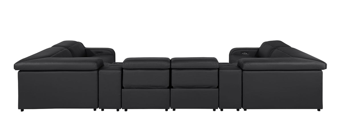 1116 Divanitalia 8-Piece U-Shaped Sectional Sofa in Top Grain Italian Leather with 4 Power Recliners & Power Headrests - Black - SKU 1116-BLACK-8PC-4PWR-U-SECTIONAL-GROUP - view 7
