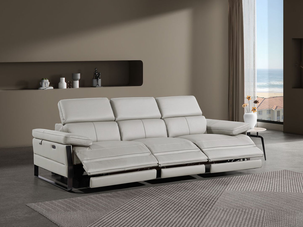 1246 Divanitalia Modular Power Triple Reclining Sofa with Power Reclining Headrests - Top Grain Italian Leather - Light Grey - SKU 1246-LT-GREY-3.3-HT - view 2