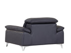 727 Divanitalia Chair with Adjustable Headrest in Top-grain Italian Leather - Navy - SKU 727-CH-NAVY - view 3
