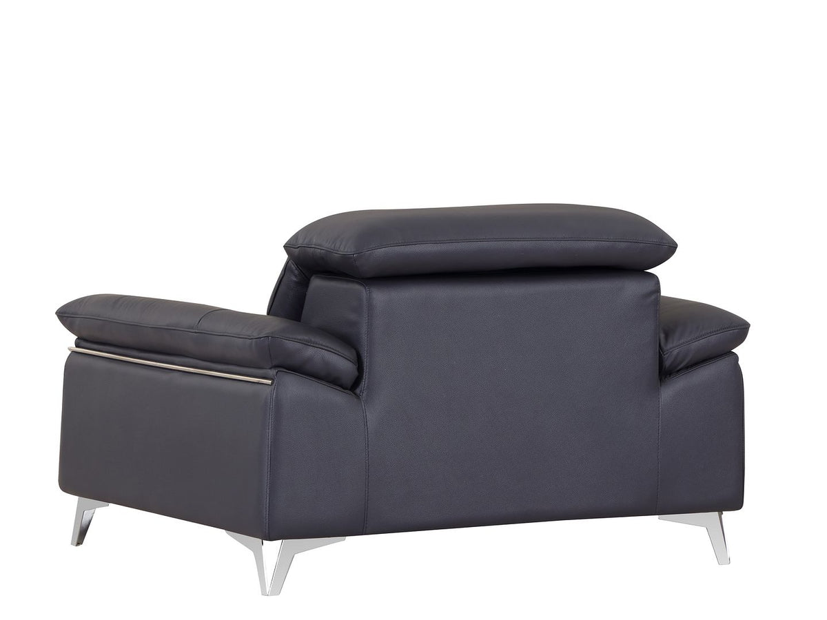 727 Divanitalia Chair with Adjustable Headrest in Top-grain Italian Leather - Navy - SKU 727-CH-NAVY - view 3