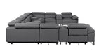 1246 Divanitalia 12-Piece U-Shaped Modular Power Reclining Sectional Sofa with 4 Power Recliners and Power Headrests - Top Grain Italian Leather - Dark Grey - SKU 1246-DK-GREY-12PC-4PWR-U-SECTIONAL - view 6